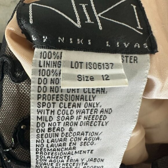 90s Vintage Niki  Livas Black Lace Overlay Formal Dress Open Back - Picture 5 of 12